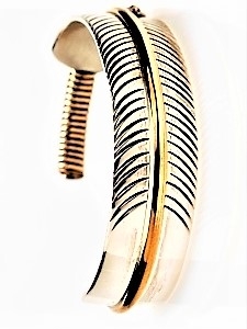 Armreif, Gold 12Kt-GF auf Silber, Sacred Feather, Navajo Art   5,8 cm