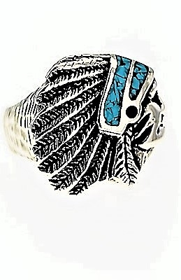Ring, Silber, Trkis*, Symbole der Indianer, US Gr. 5,5