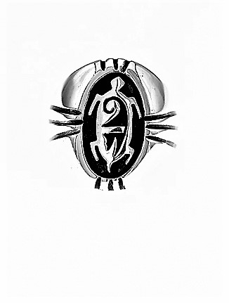 Ring, Silber, Turtle Signe, Navajo Overlay Art, US-Gr. 9,5 - 10