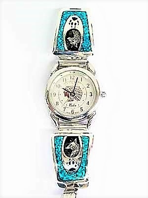 Damen Uhr, UhrtippsSilber, Türkis*, Top Dog Wolf, Southwest Art
