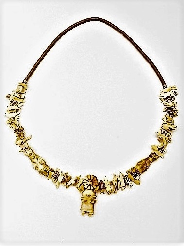Halskette, Bone, Animal Fetishes, Sun Dancer First, Heishi Art, 70 cm