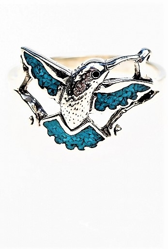 Damenring, Silber, Türkis* Hummingbird, Southwest Art, US Gr. 7; 7,5; 8