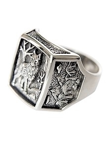 Ring, Silber, Mountain Wolf, Southwest Art, US-Gren 8; 12; 13; & 14