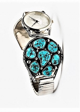 Herrenuhr, Uhrtips Silber, Trkis*, Blue Loop, Navajo Art