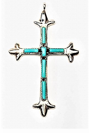 Anhänger, Silber, Türkis*, The Cross, Zuni Art