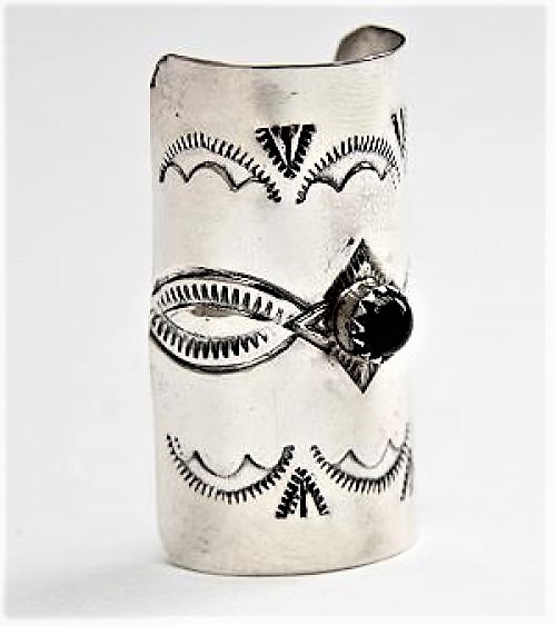 Haarschmuck, Silber, Onyx, Black Eyes Ornament, Navajo Art, 4 cm