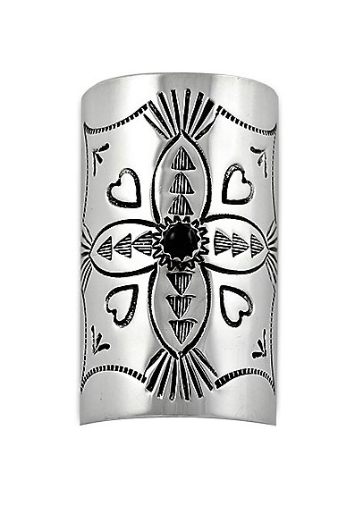 Haarschmuck, Silber, Onyx, Cross Ornament, Navajo Art, 4 cm