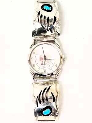 Herren Uhr, Uhrtips Silber, Trkis*, Bear Paw, Nawajo Art