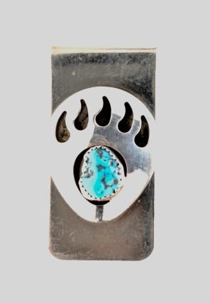 Geldscheinklammer, Verzierung Silber, Türkis*, Heavy Bear Paw, Navajo Art