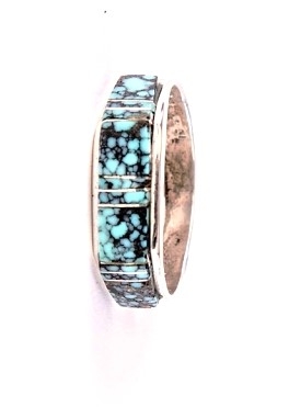 Ring, Silber, Trkis* Blue Web, Navajo Mosaik Inlay,  US Gr. 10 & 10,5