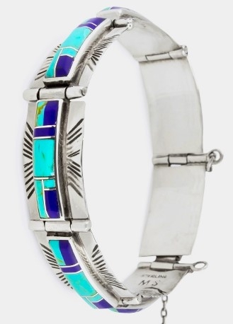 Armband, Silber, Trkis*-Lapislazuli, Channel Blue, Navajo Art,  17,5 cm