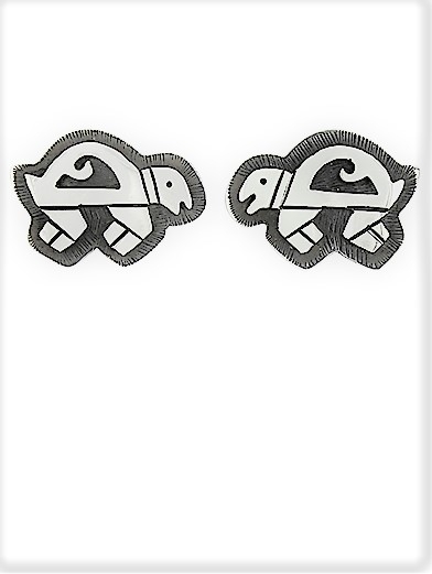 Ohrstecker, Silber, Cooter Turtle - Hopi Silver Art