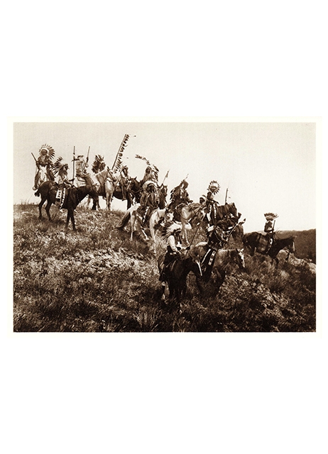 Postkarte Oglala Indianer auf dem Kriegspfad