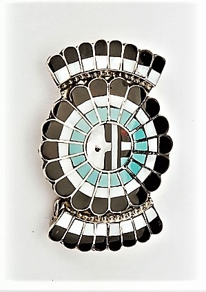 Damen Gürtelschließe Sun Face, Zuni Art - Multi Stone*