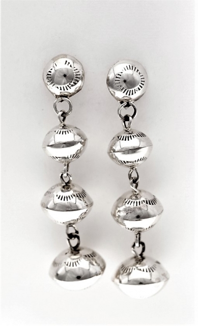 Ohrstecker Stamped Beads, Southwest Art - rein Silber