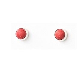 Ohrstecker, Silber, Small Button Clip, rosa Koralle, Southwest Art