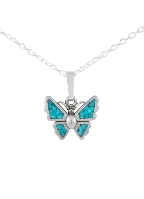Kette & Anhänger, Silber, Türkis* Butterfly, Southwest Art