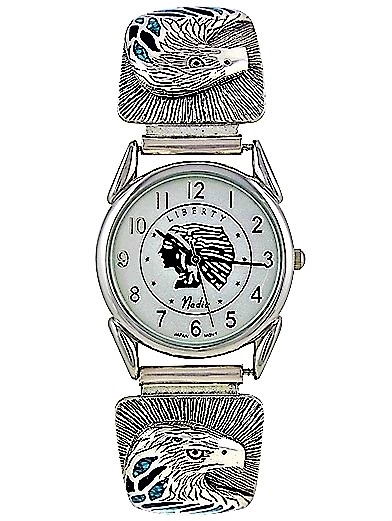 Herren Uhr, Uhrtips Silber, Türkis*-Lapislazuli, Eagle Face, Southwest Art