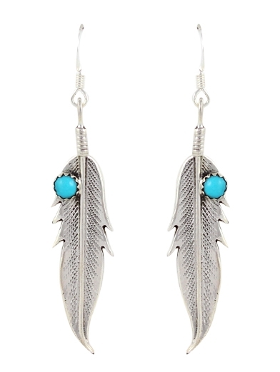 Ohrhänger, Silber, Türkis*, Pretty Eagle Feather , Navajo Art