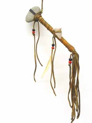 Stein-Tomahawk, Hirschleder , Miniatur, Navajo Art