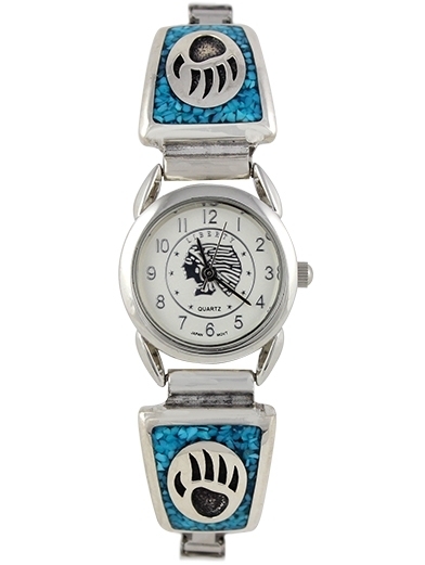 Damenuhr, Uhrtips Silber, Türkis*, Bear Paw, Southwest Art
