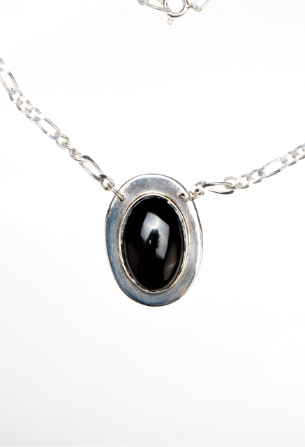 Halskette, Silber, Onyx, Black Single, Southwest Art, 45 cm