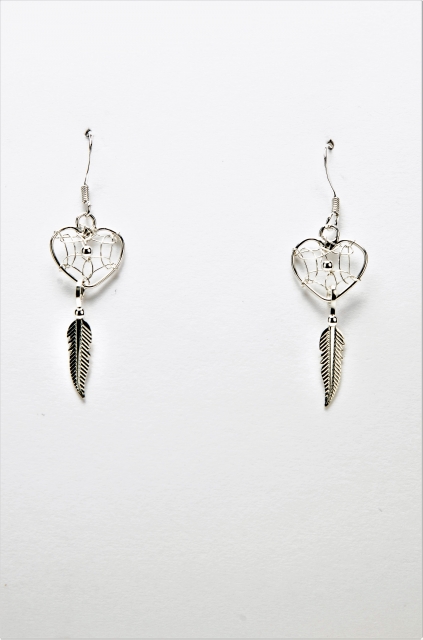 Ohrhnger, rein Silber, Little Heart, Dreamcatcher, Southwest Art,  1 cm