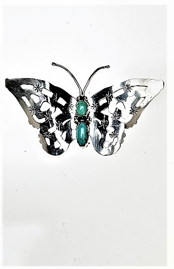 Brosche, Silber, Türkis*, Mojo Moth, Navajo Art