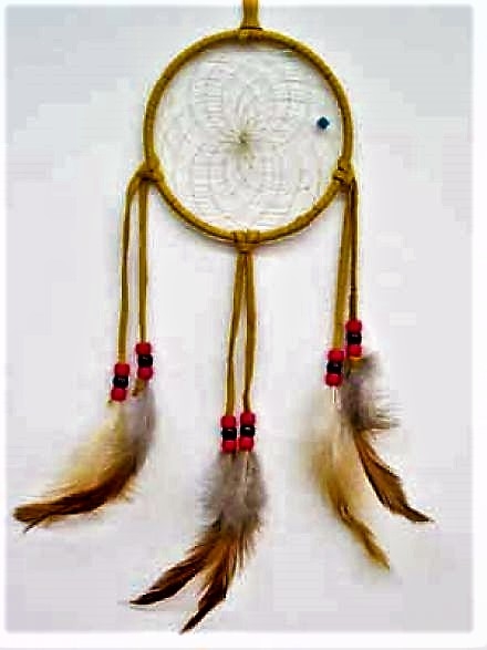 Dreamcatcher, Hirschleder, Hahnenfedern, Navajo Art, 11 cm,