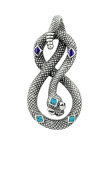 Anhnger, Silber, Trkis*-Lapislazuli, Rattle Snake, Southwest Art
