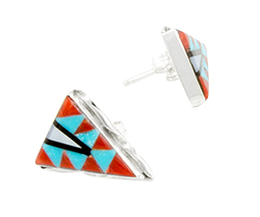 Indianerschmuck Zuni Ohrstecker Multicolored